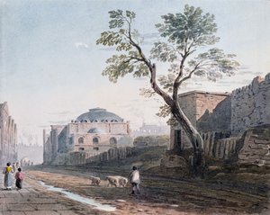 Iglesia Escocesa y los restos del Muro de Londres, 1818 de John Varley